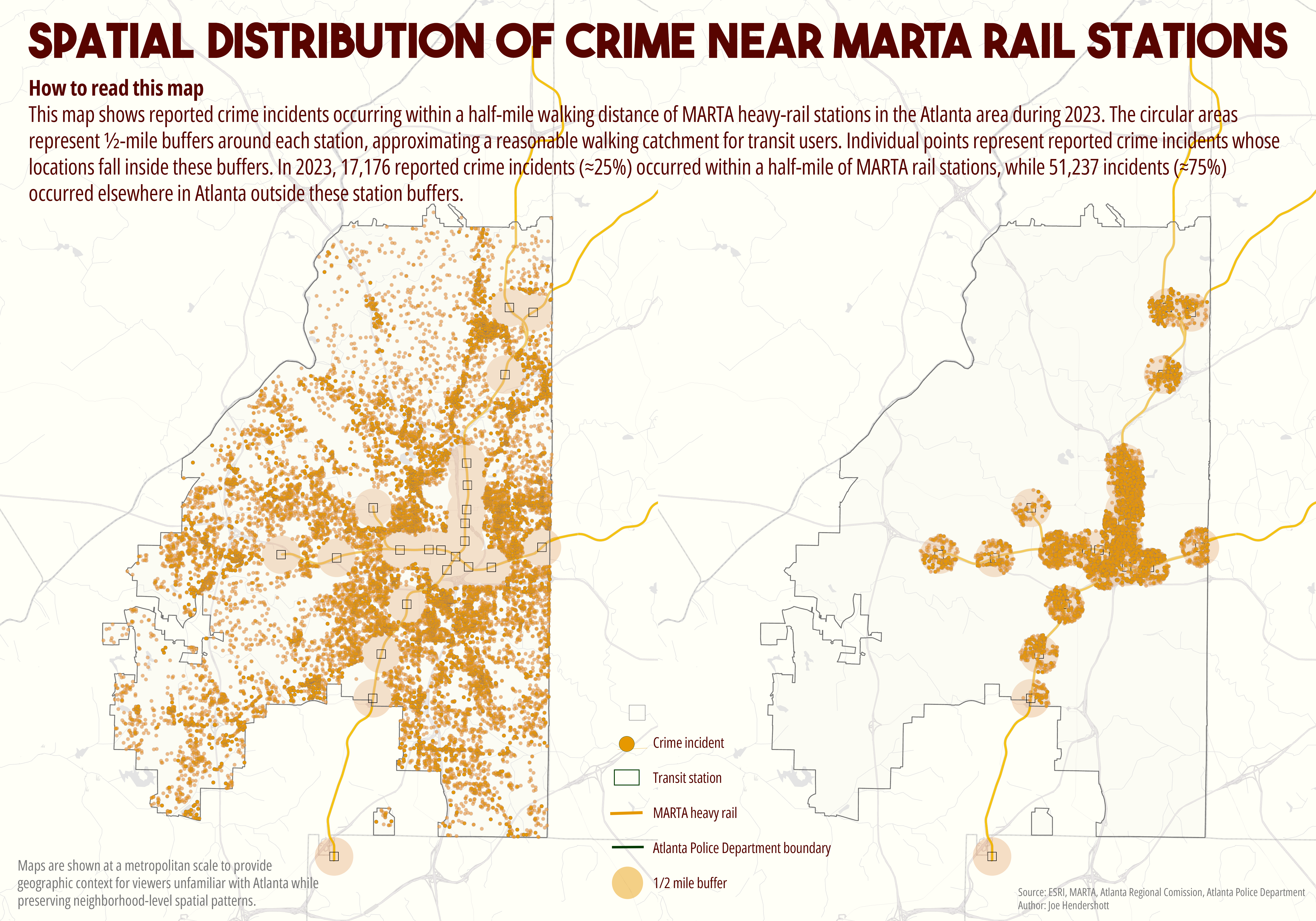 Spatial Distribution of Crime Near MARTA Rail Staions